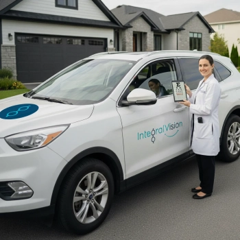 Optómetra de Integral Vision a punto de iniciar un examen visual a domicilio